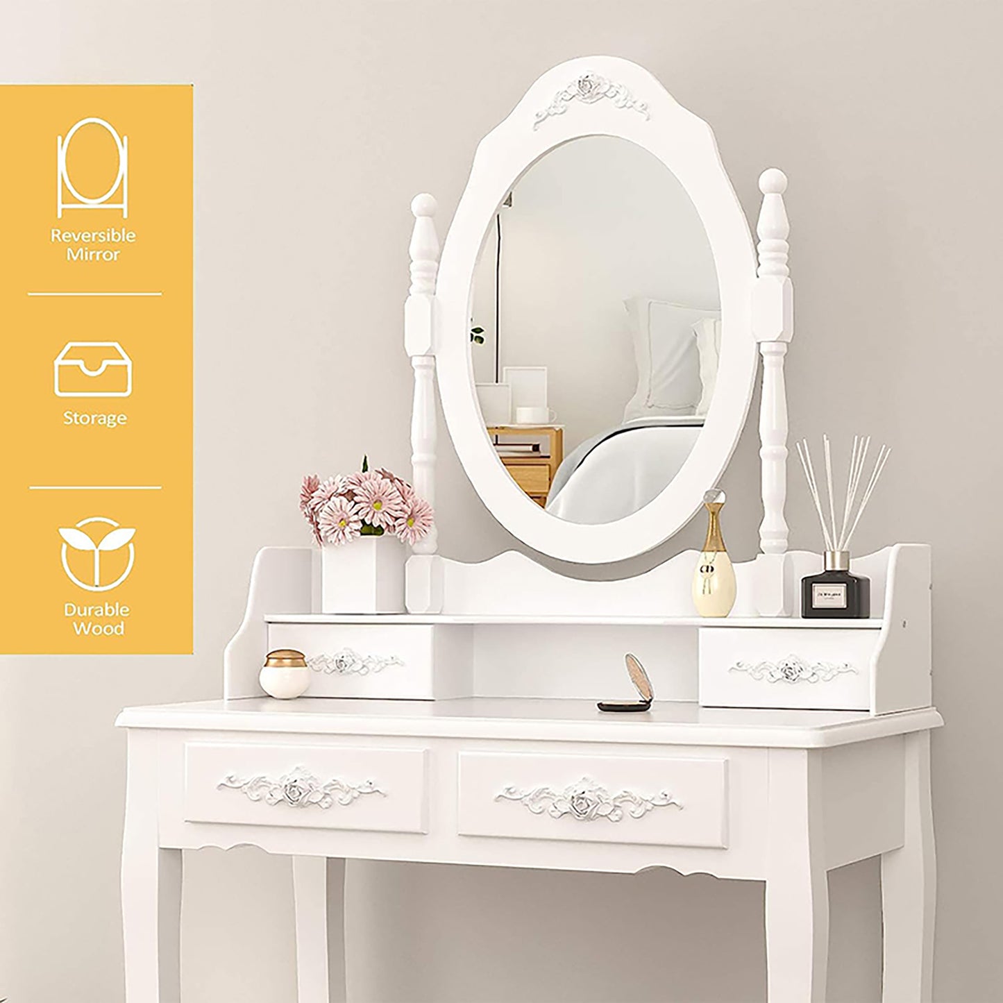 Justo Traditional Oval Vanity Dressing Set