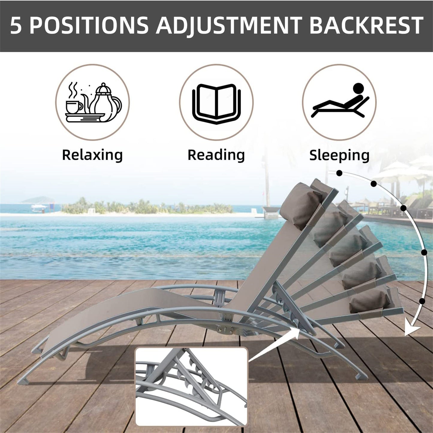 Irvington Contemporary Adjustable Aluminum Lounge Chairs