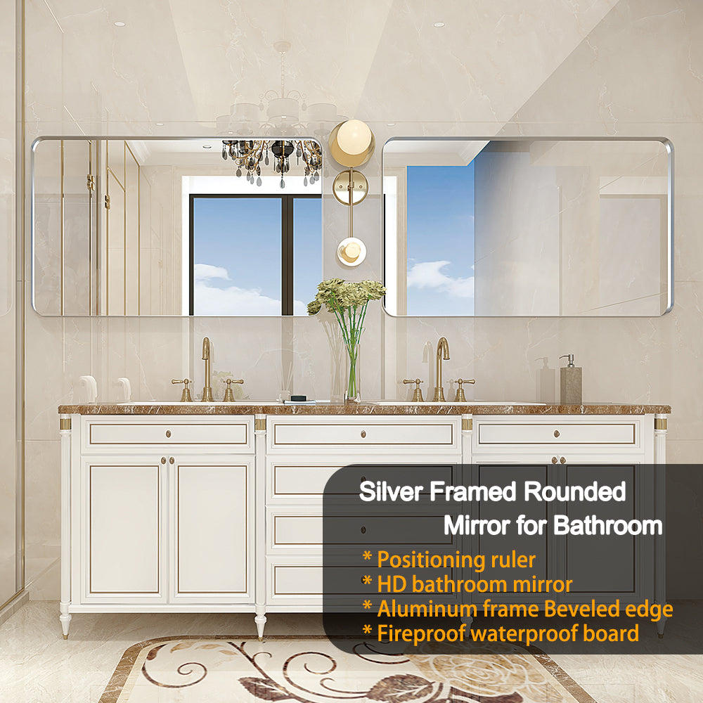 Somerset Modern Brushed Silver Bathroom Mirror