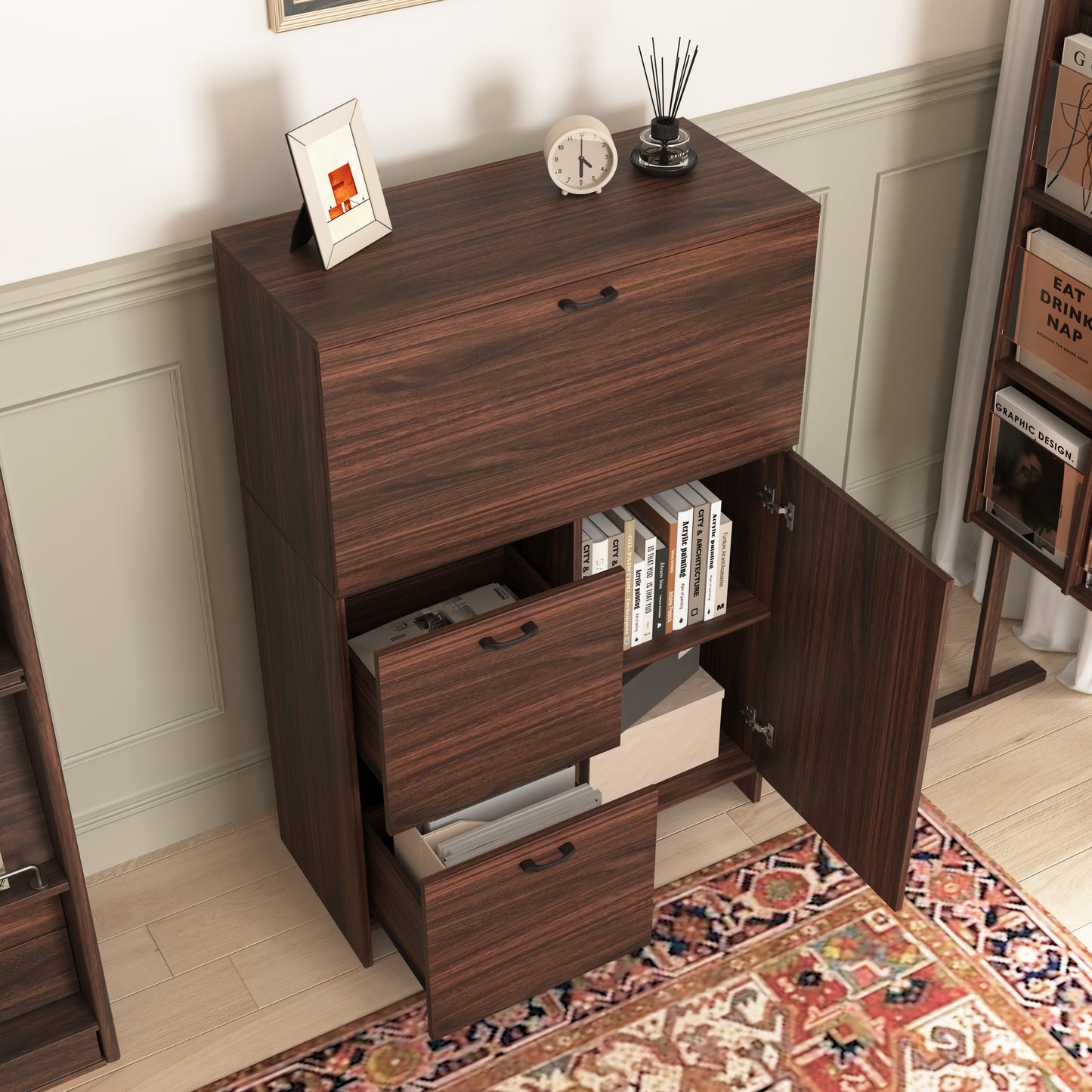 Kingsly Modern Foldable Desk Cabinet