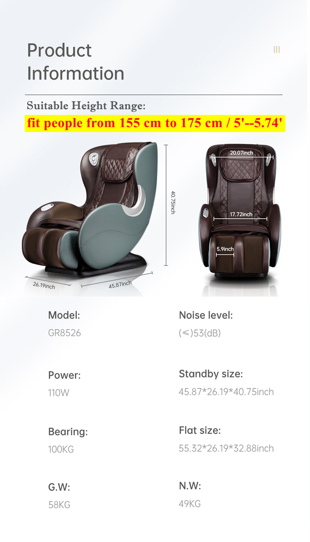 Somerset Modern Track Body Massage Recliner