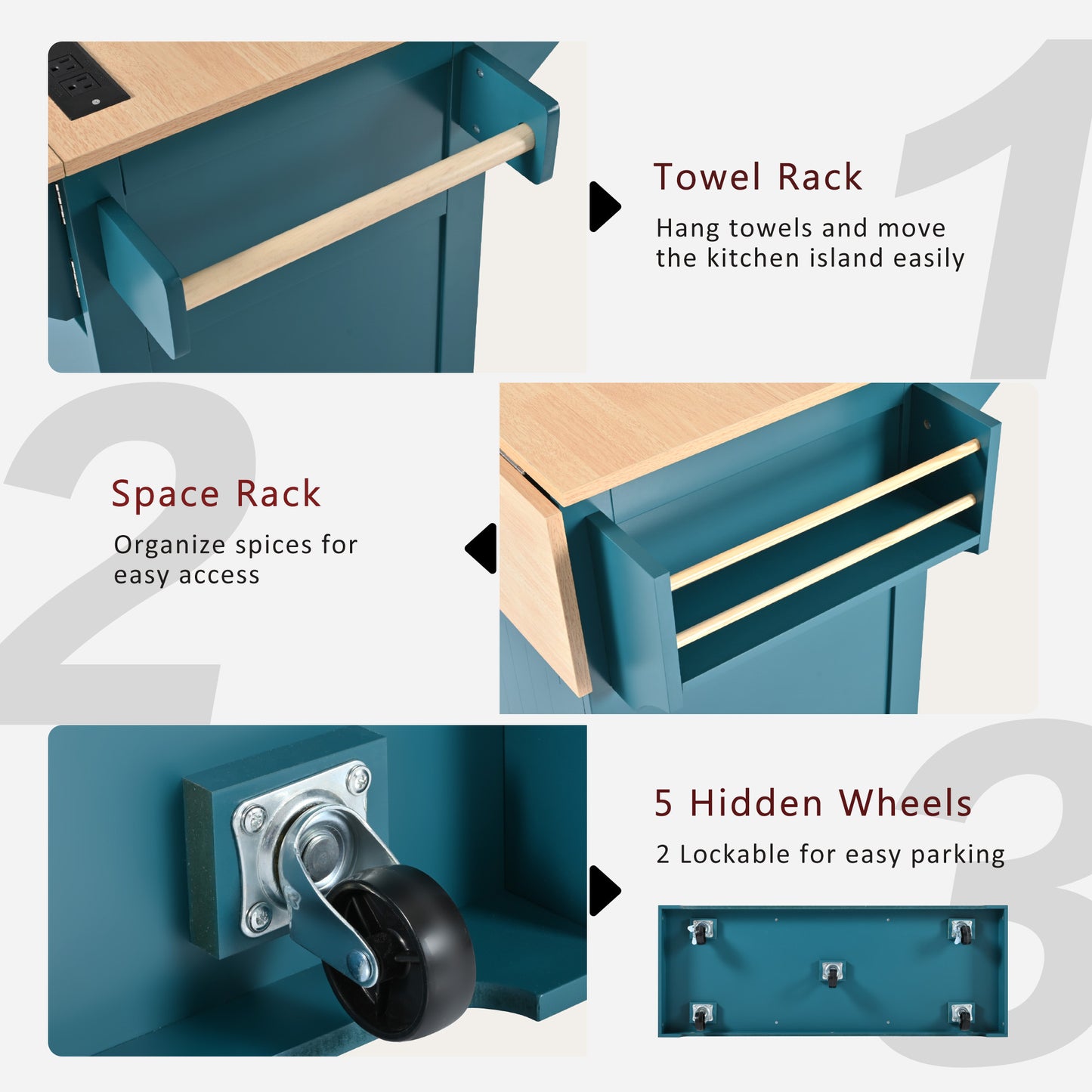 Cleo Modern Rolling Kitchen Cart