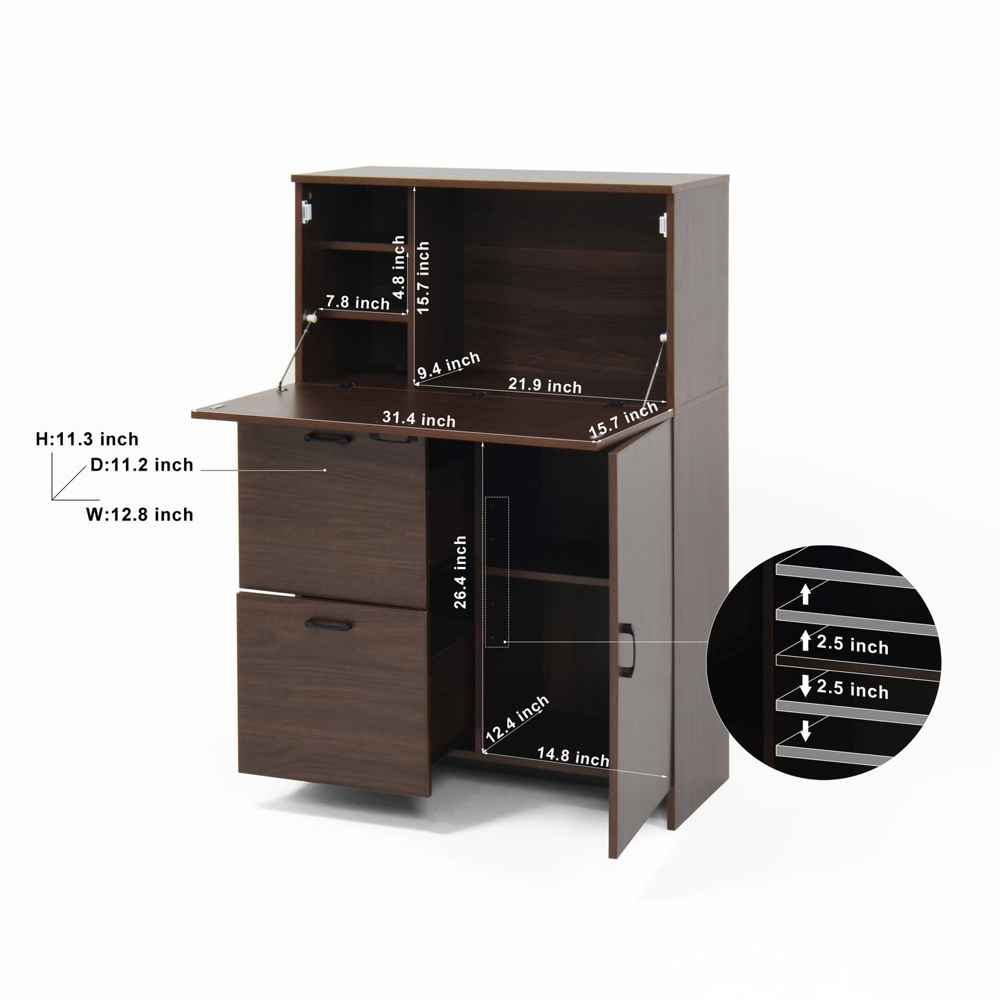 Kingsly Modern Foldable Desk Cabinet