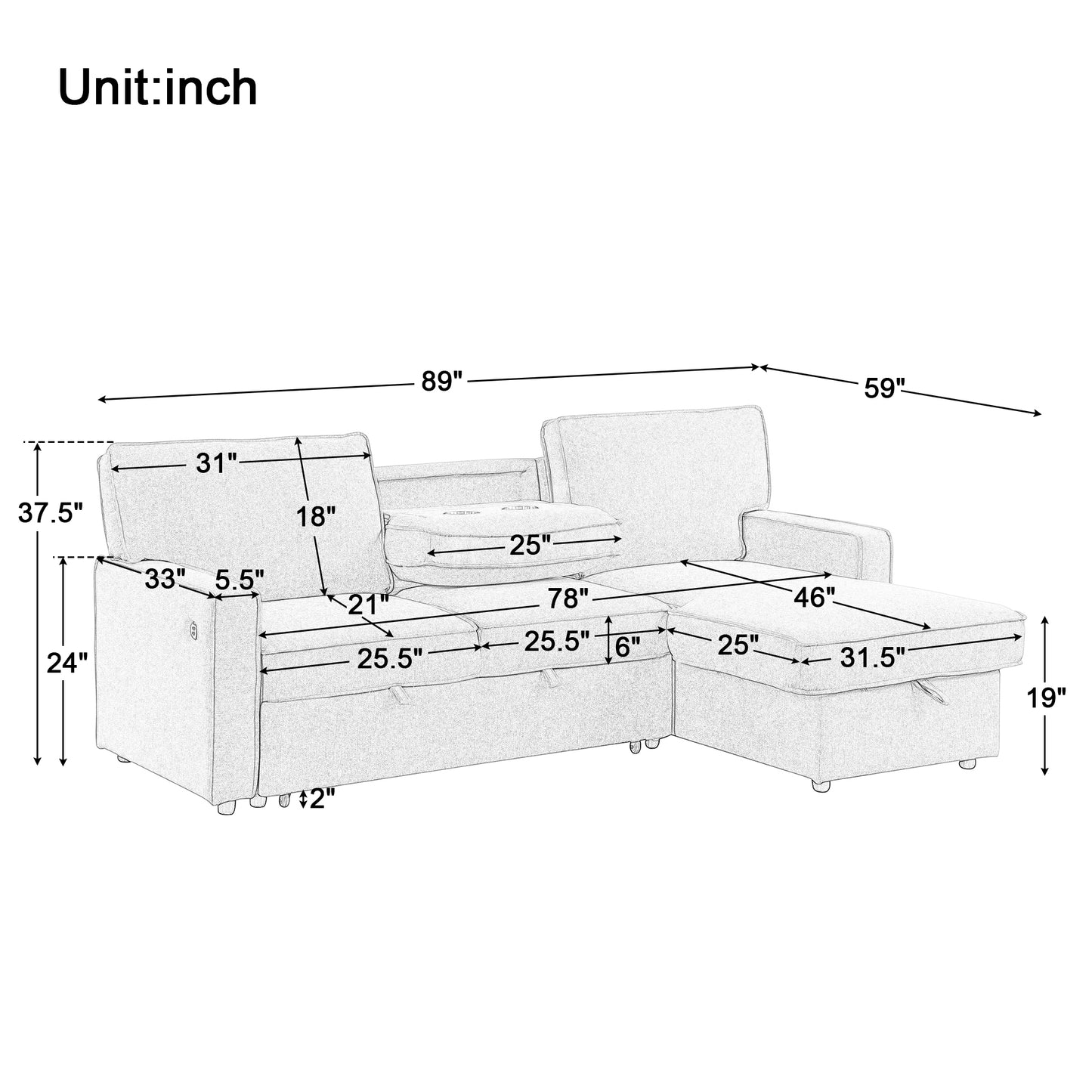Napa Modern Upholstery Sleeper Sofa