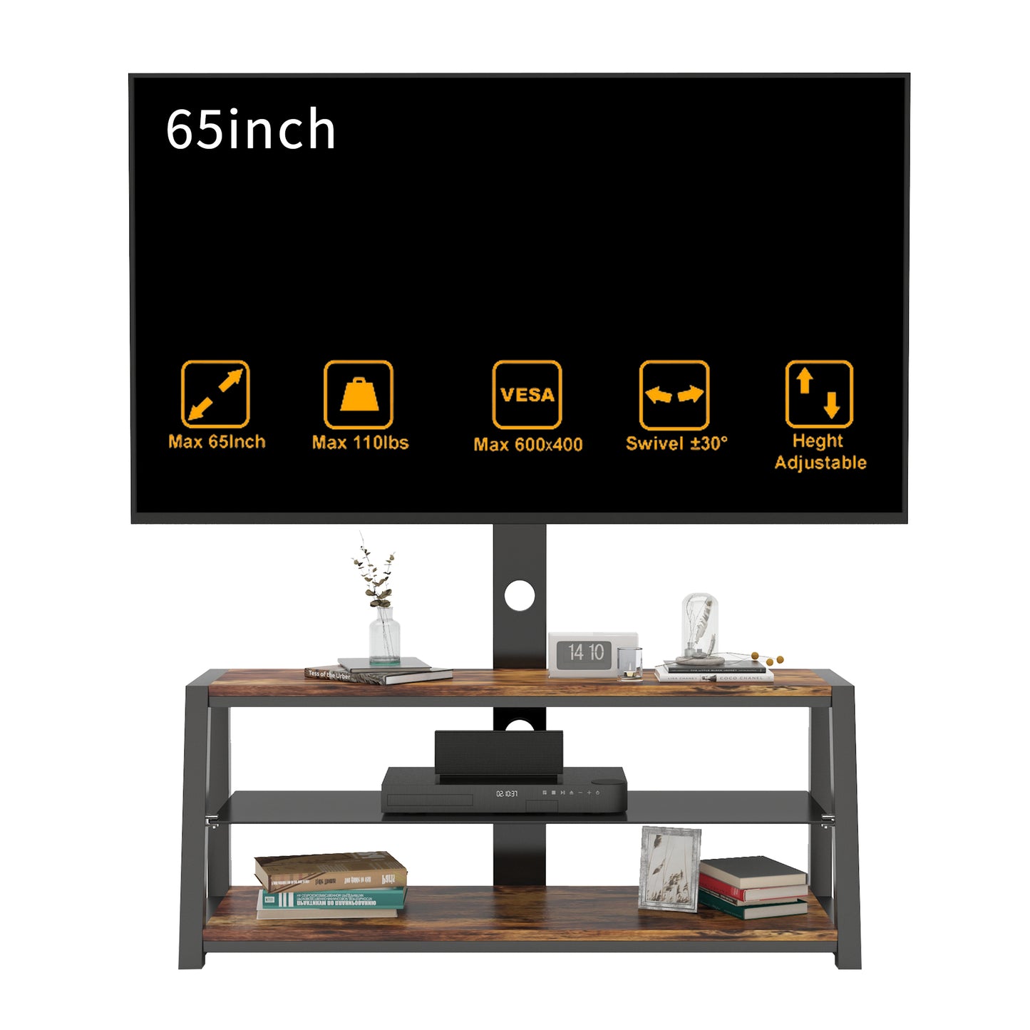 Westport Modern Swivel Glass TV Stand