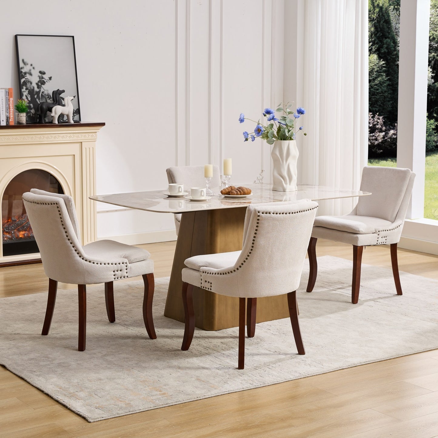 Calista Contemporary Double-layer Chenille Dining Chairs