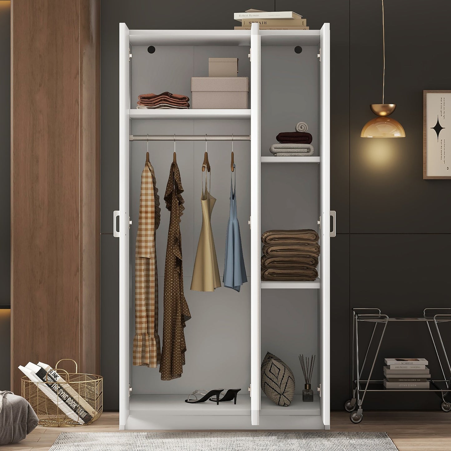 Jiron Modern Mirror Wardrobe Armoire