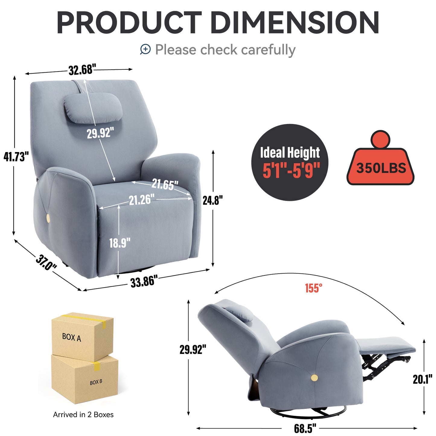Warmsprings Modern Swivel Recliner Chair