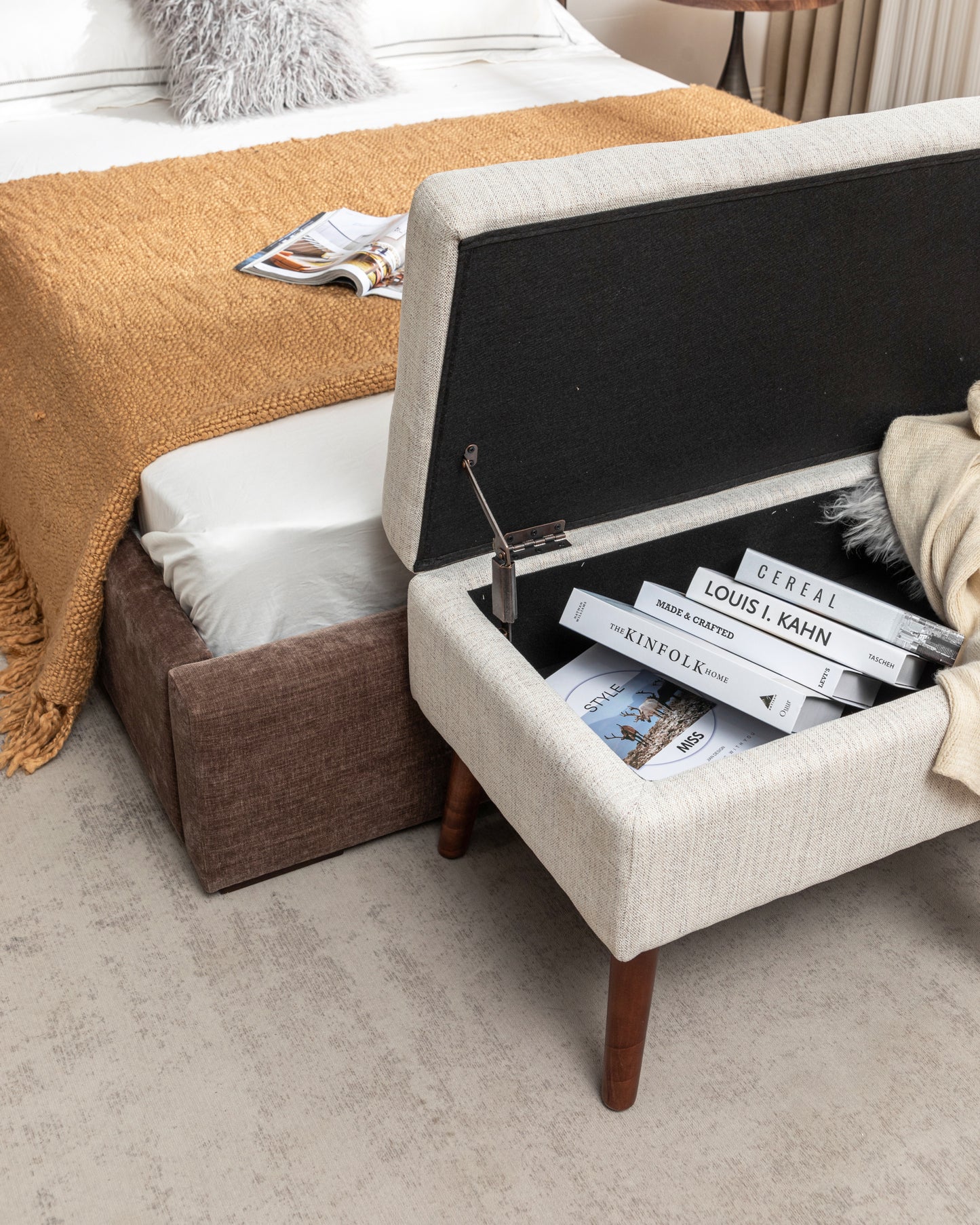 Kingsly Contemporary Upholstered Storage Bench