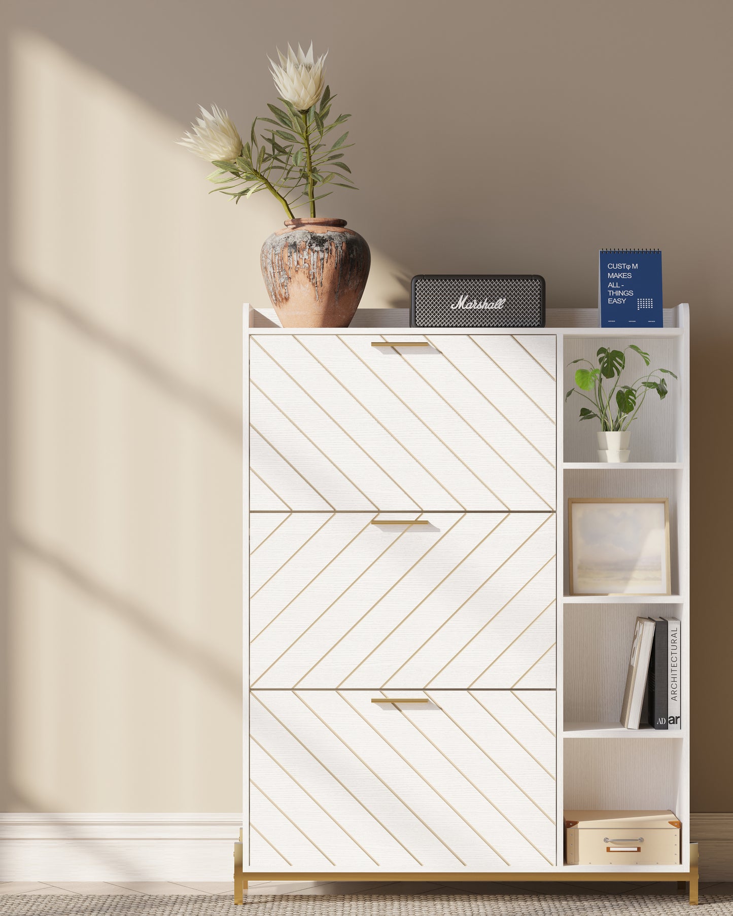 Mission Modern Slim Shoe Storage Cabinet