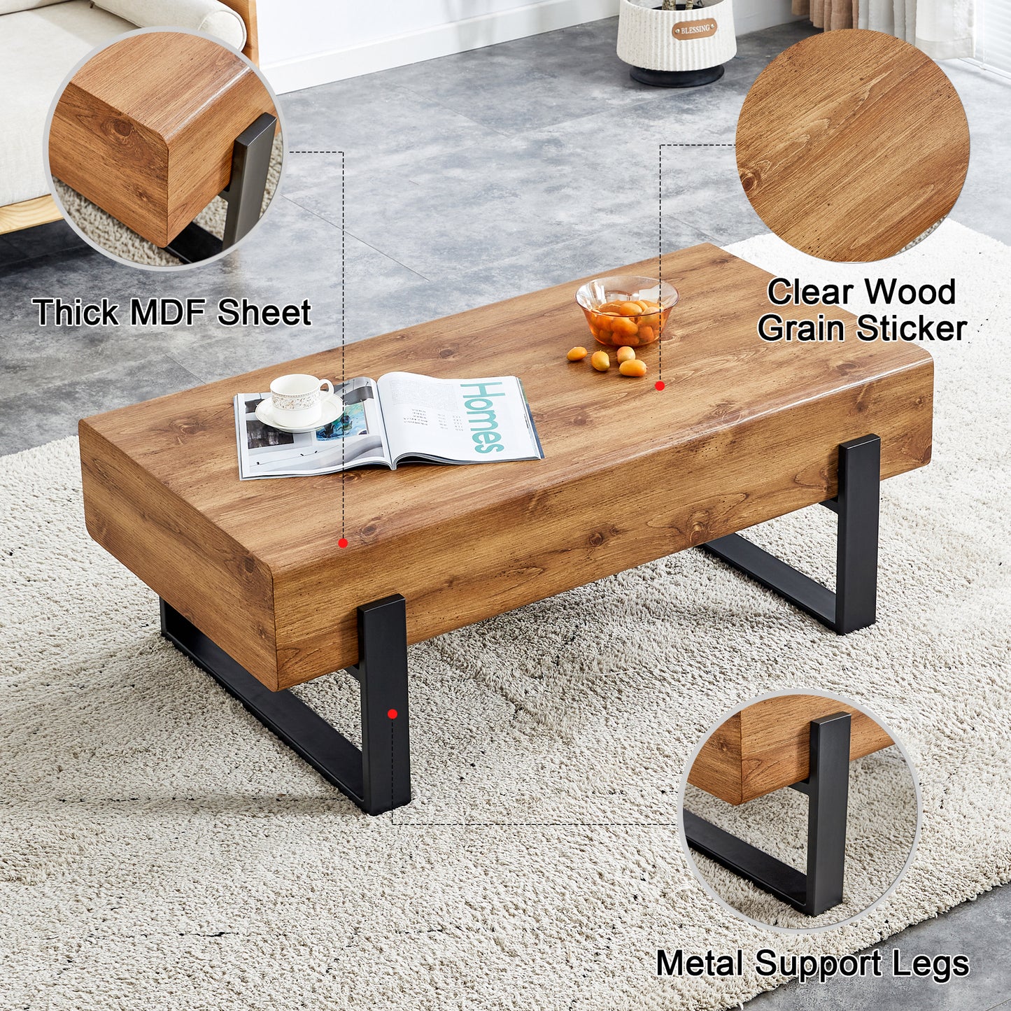 Ghivi Industrial Rustic Elegance Coffee Table