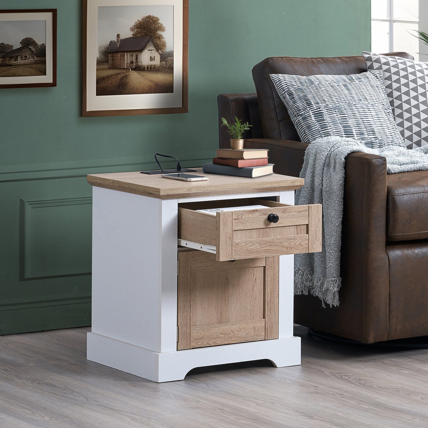 Fremont Contemporary Drawer Charging Night Side Table