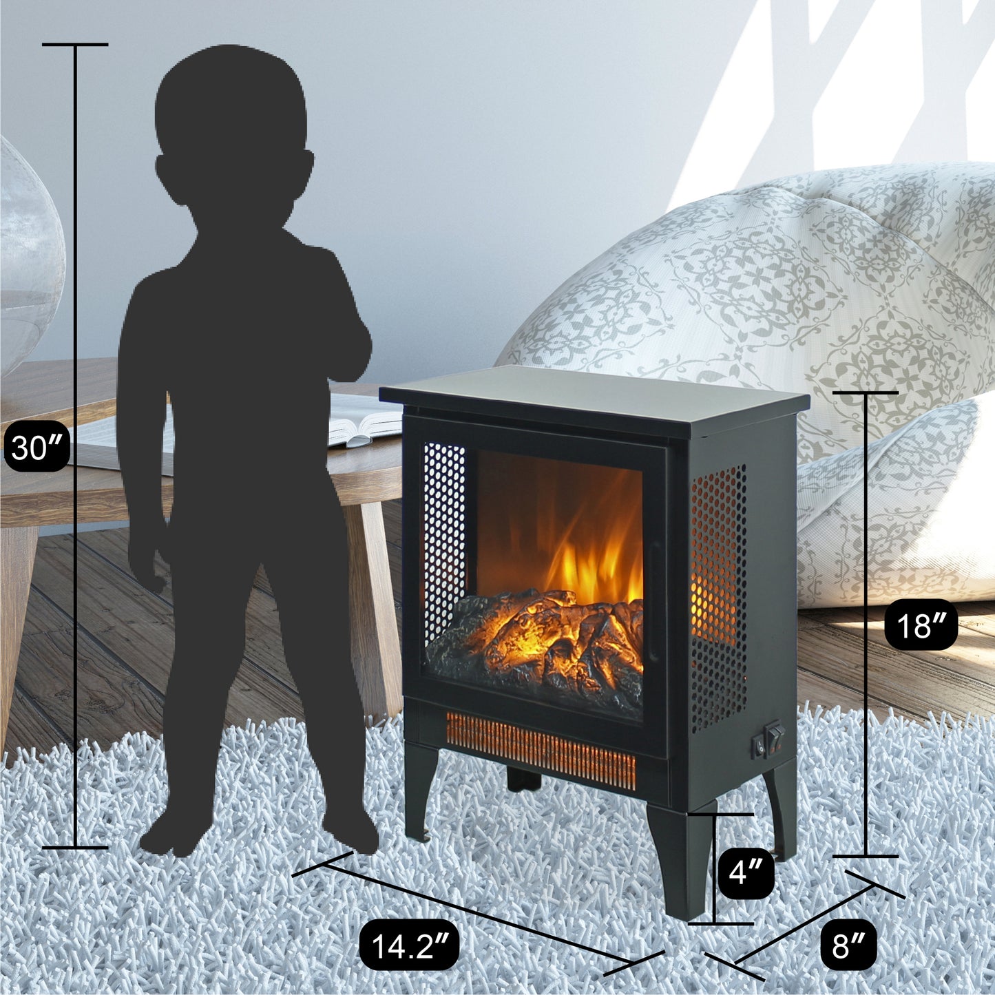 Mission Contemporary Electric Fireplace Stove Heater