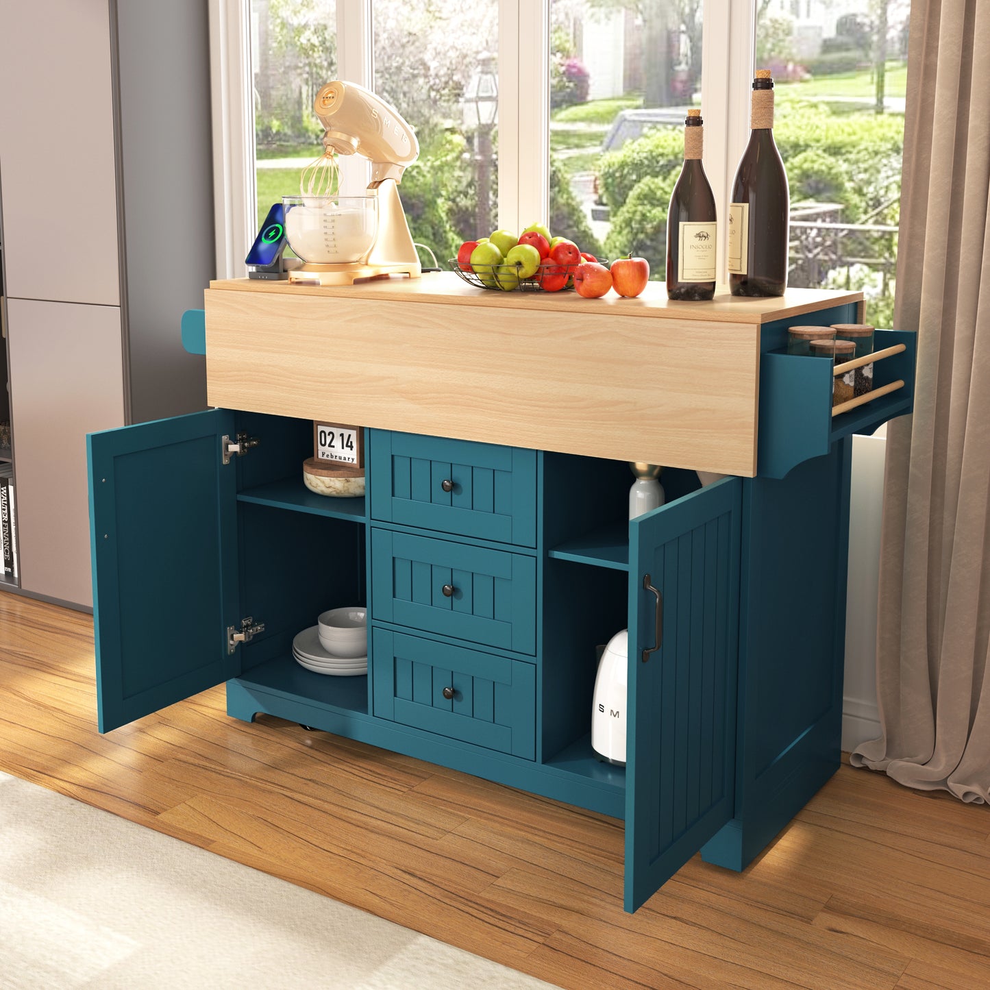 Cleo Modern Rolling Kitchen Cart