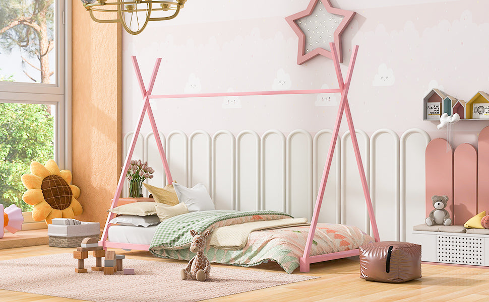 Emery Industrial Metal Twin Size House Platform Bed