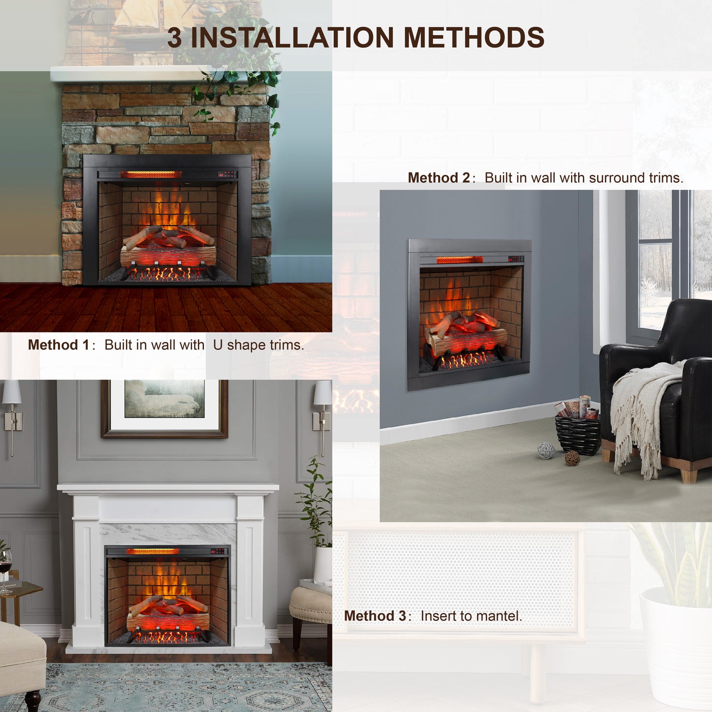 Bartholomew Modern Infrared Smokeless Electric Fireplace