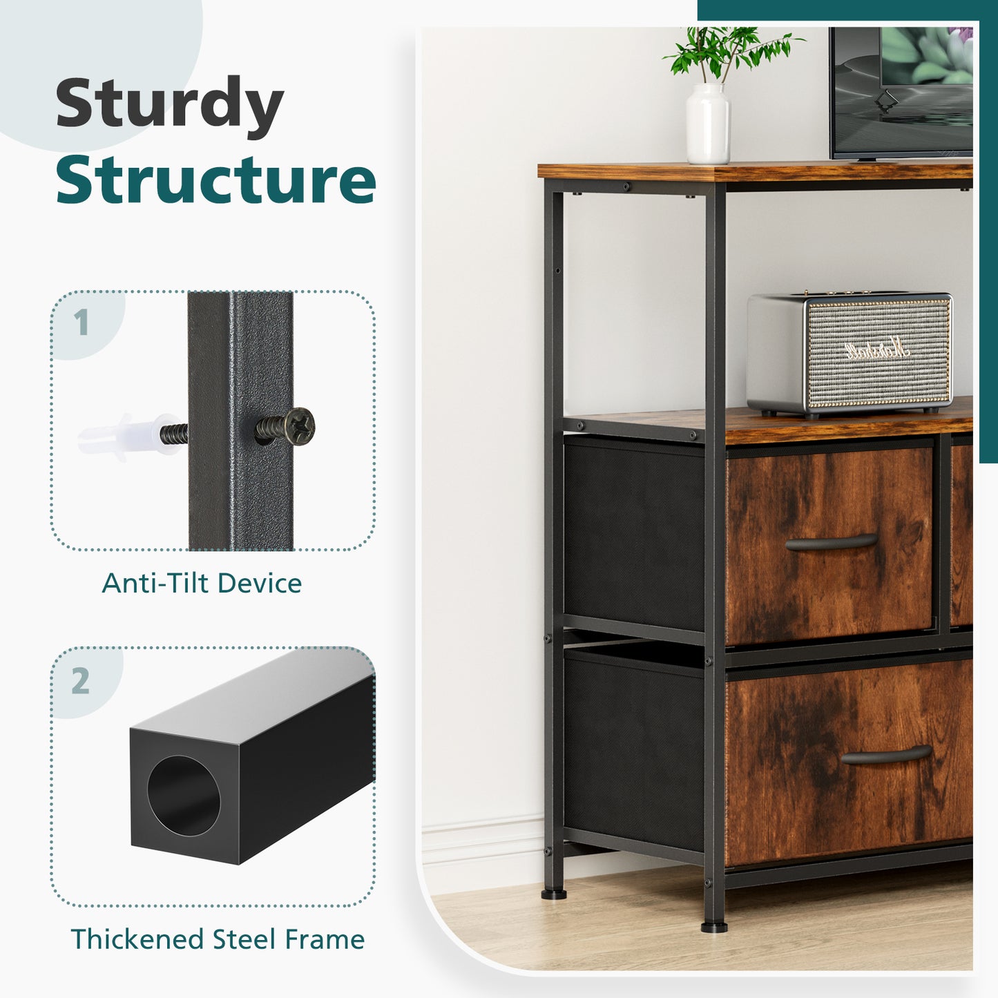 Silverleaf Modern Fabric Bedroom Dresser