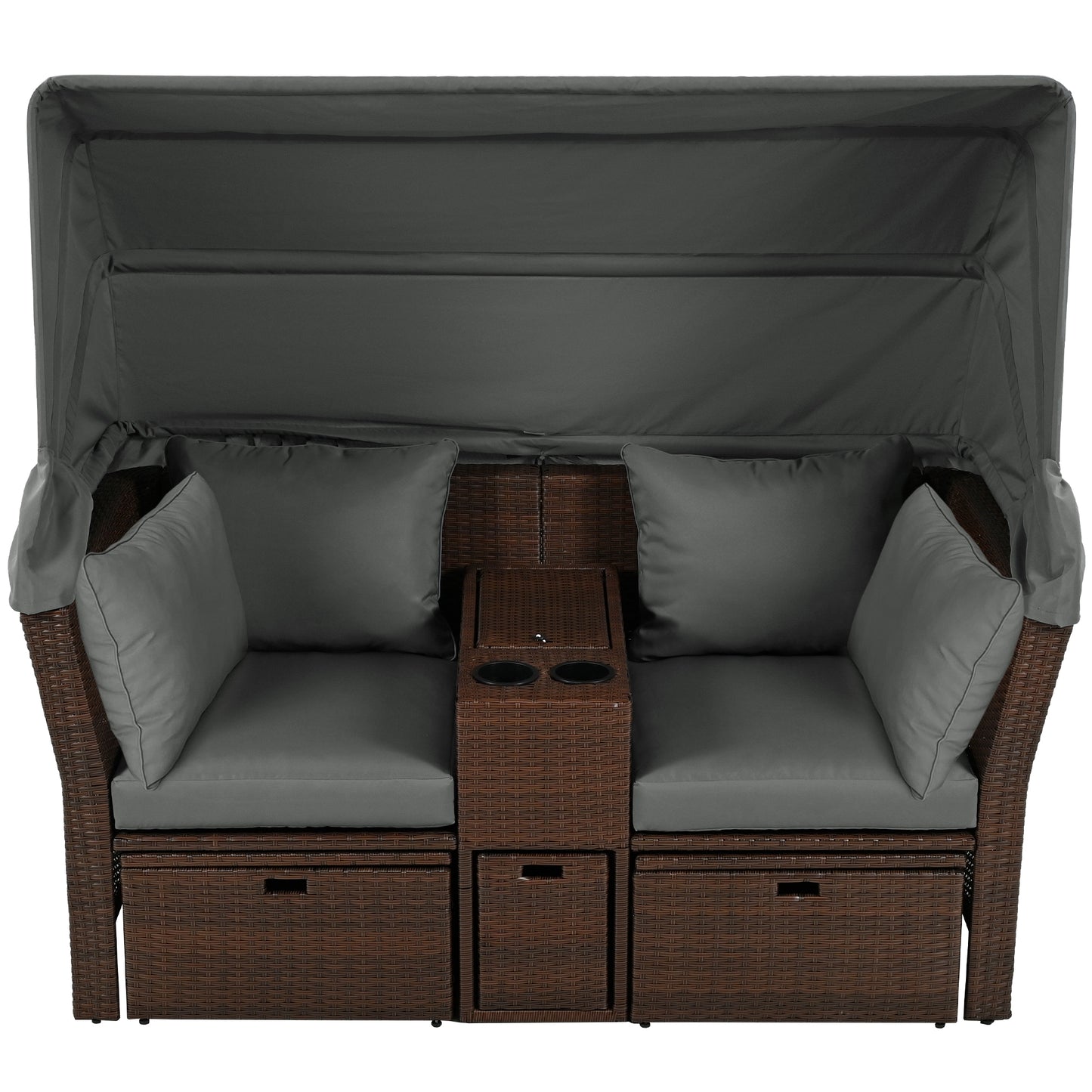 Amity Modern Loveseat Foldable Awning Daybed