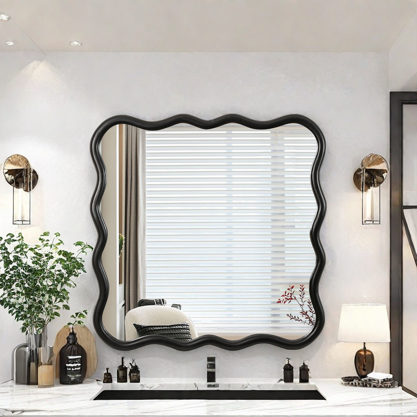 Luz Contemporary Wavy Mirror