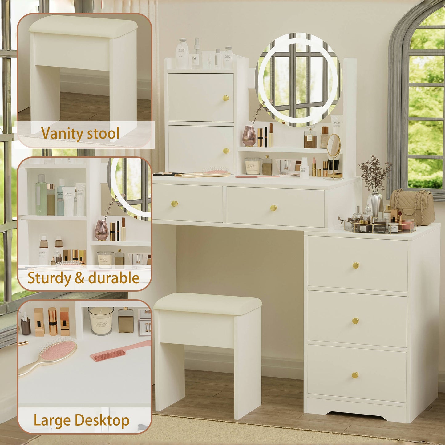 Calista Contemporary Velvet Vanity Desk