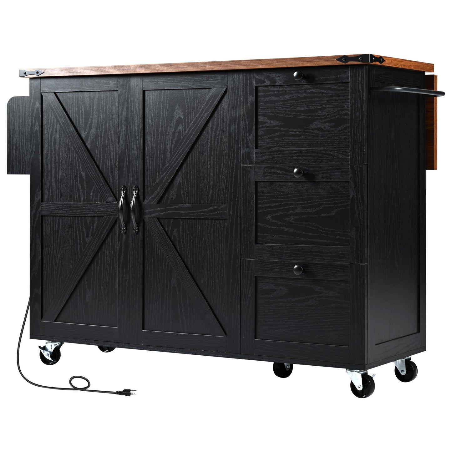 Westport Modern Farmhouse Rolling Kitchen Cart