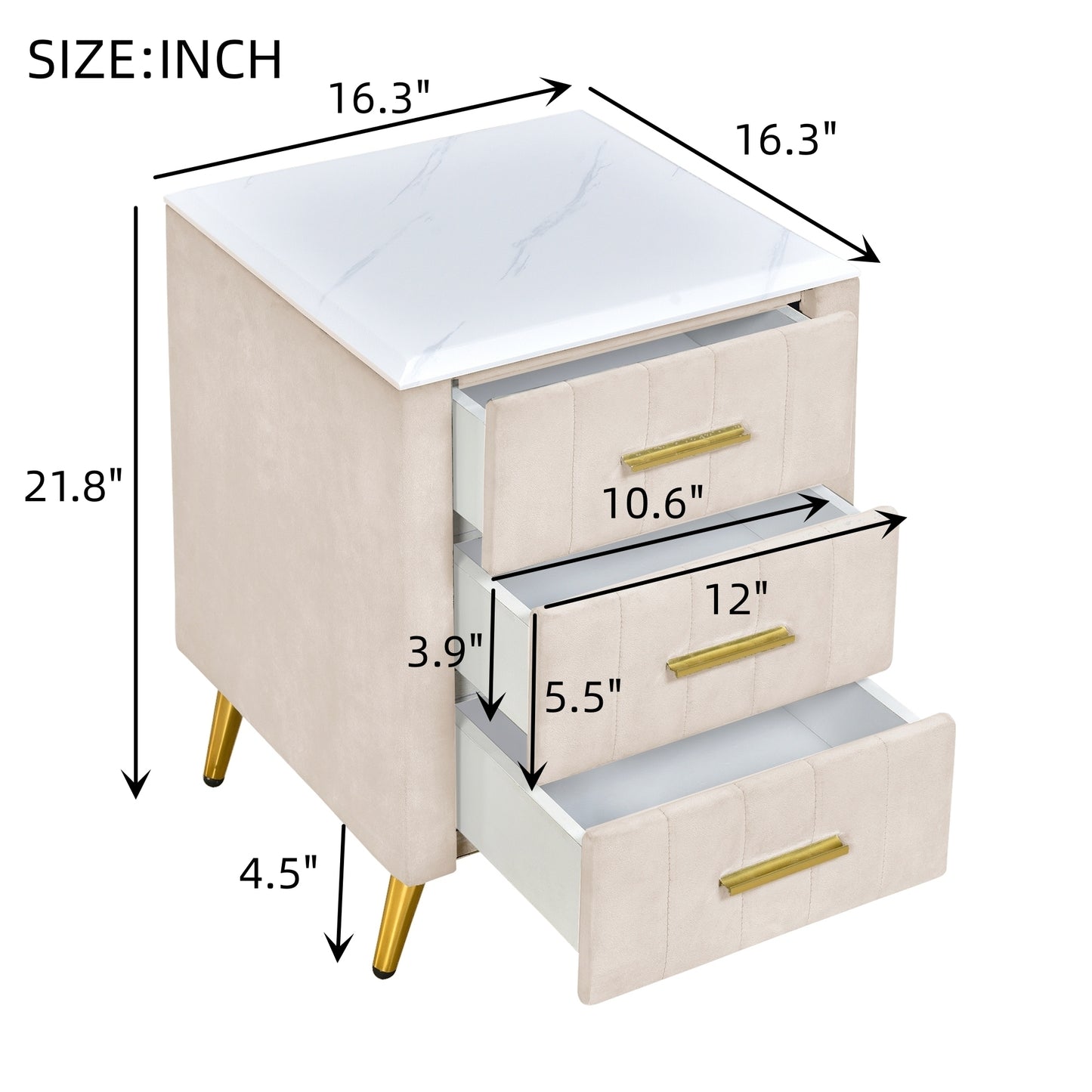 Kingsly Contemporary Elegant Wooden Drawer Nightstand