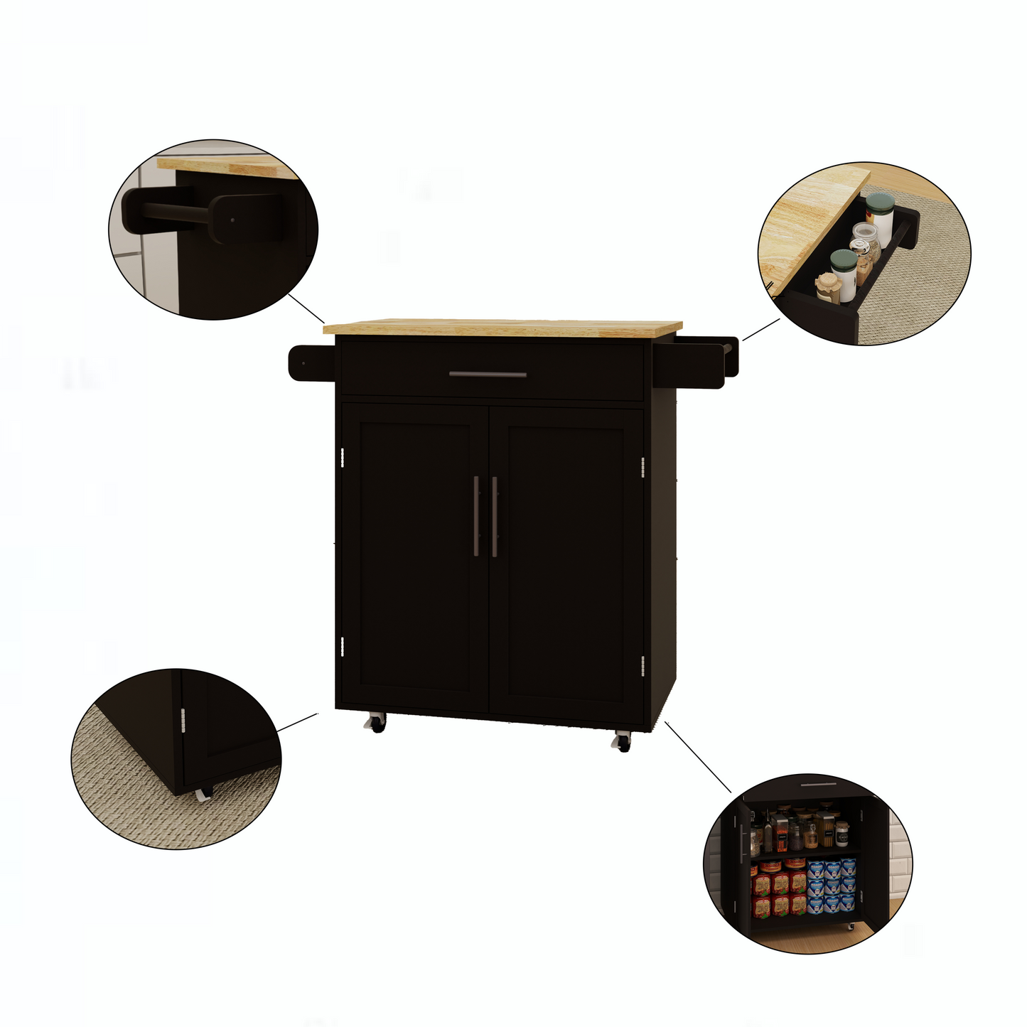 Marites Modern Rolling Kitchen Cart
