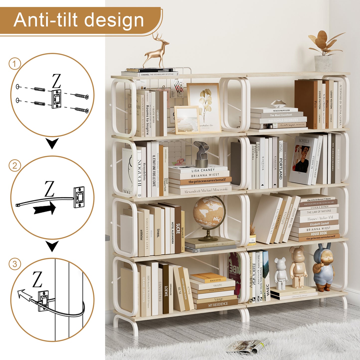 Marites Industrial Open Bookshelf Metal Frame