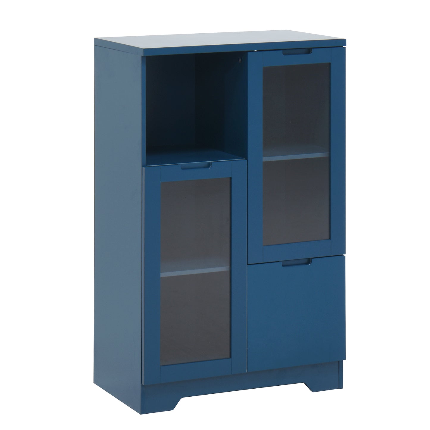 Lazzareschi Navy Blue Painted Cabinet with Glass Doors