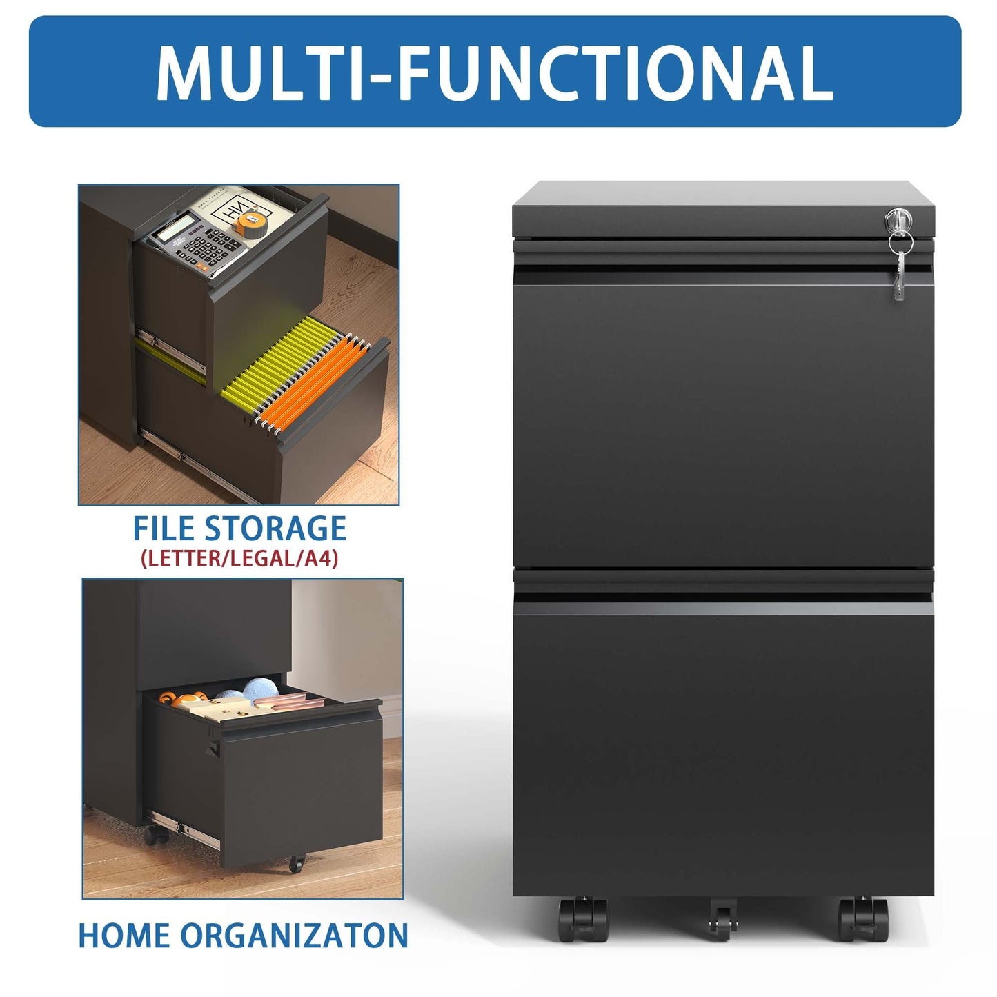 Fremont Modern Metal Rolling File Cabinet