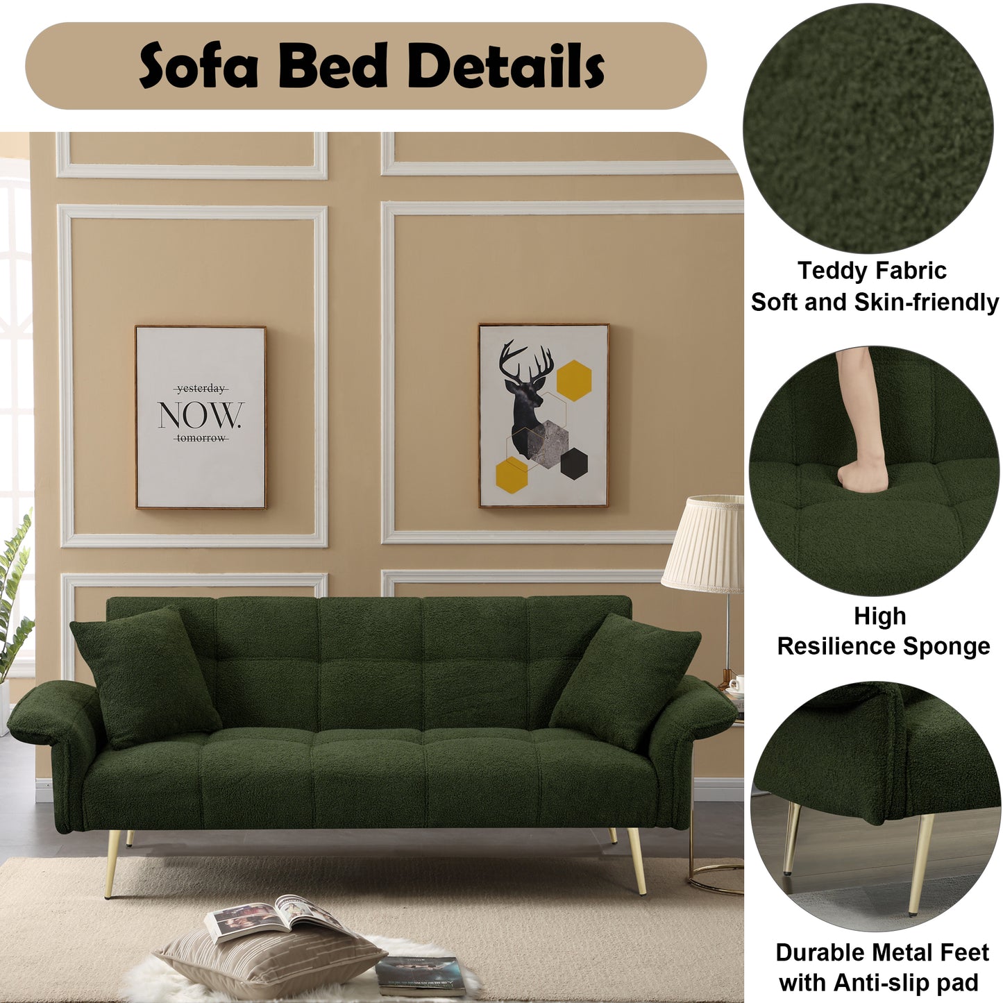 Marcel Contemporary Convertible Futon Sofa