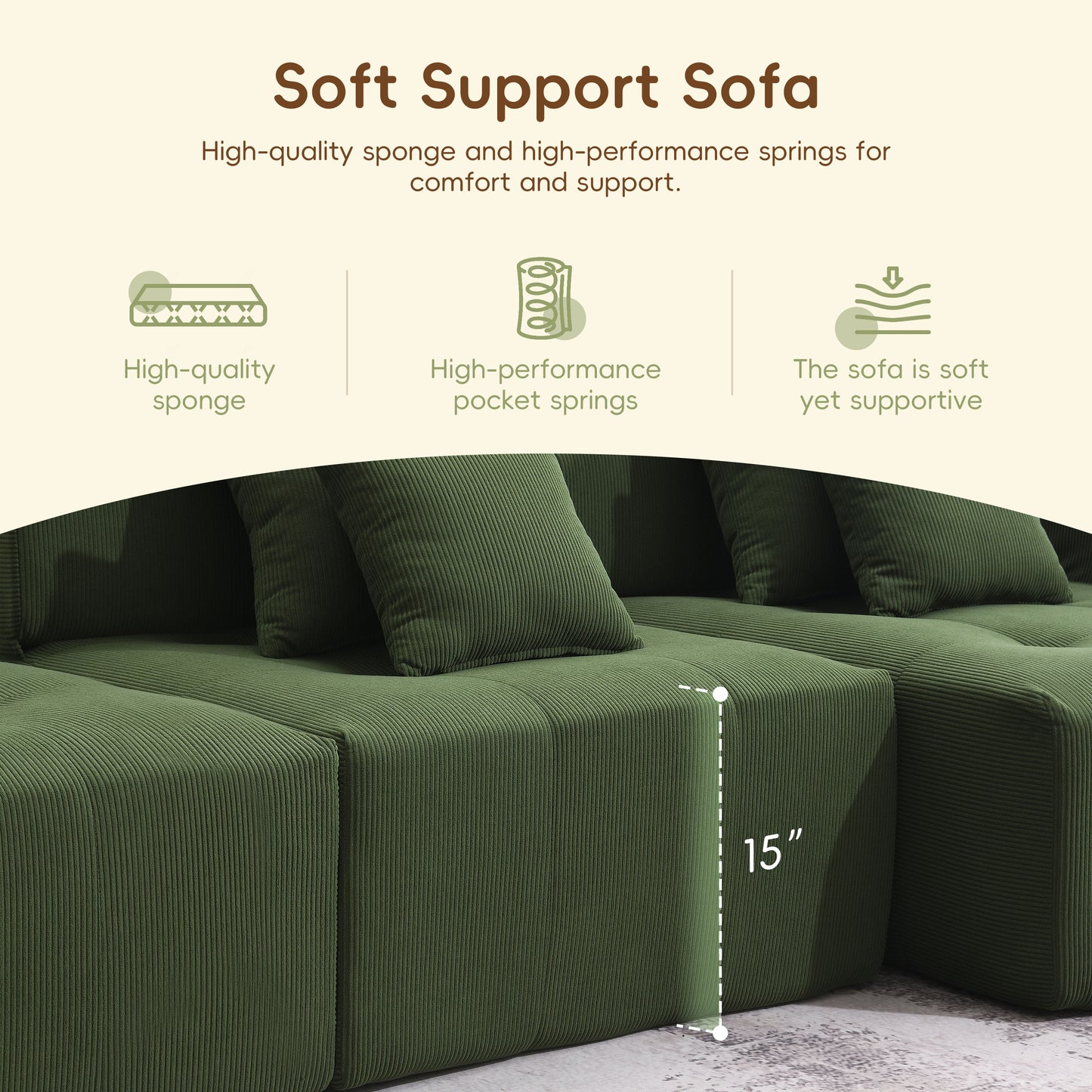 Eda Contemporary Modular Corduroy Sectional Sofa