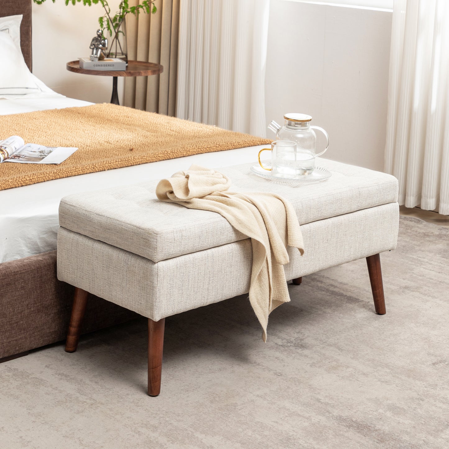 Kingsly Contemporary Upholstered Storage Bench