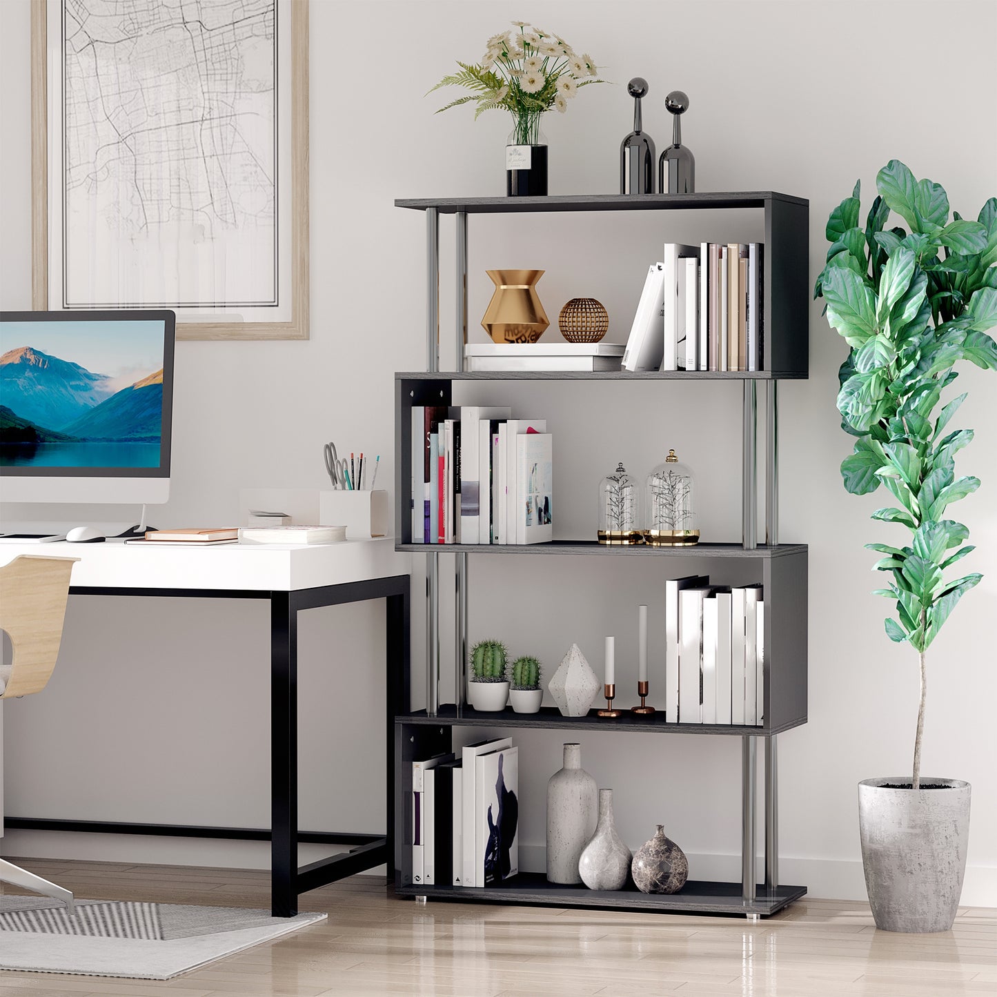 Lazzareschi Modern S-Shaped Bookcase