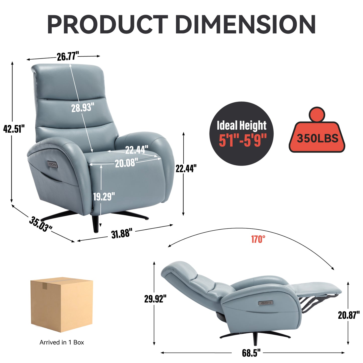 Fremont Modern Leatheraire Swivel Recliner Chair