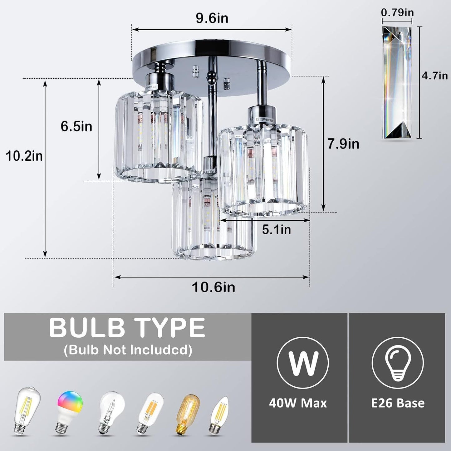 Eda Contemporary Crystal Flush Ceiling Light