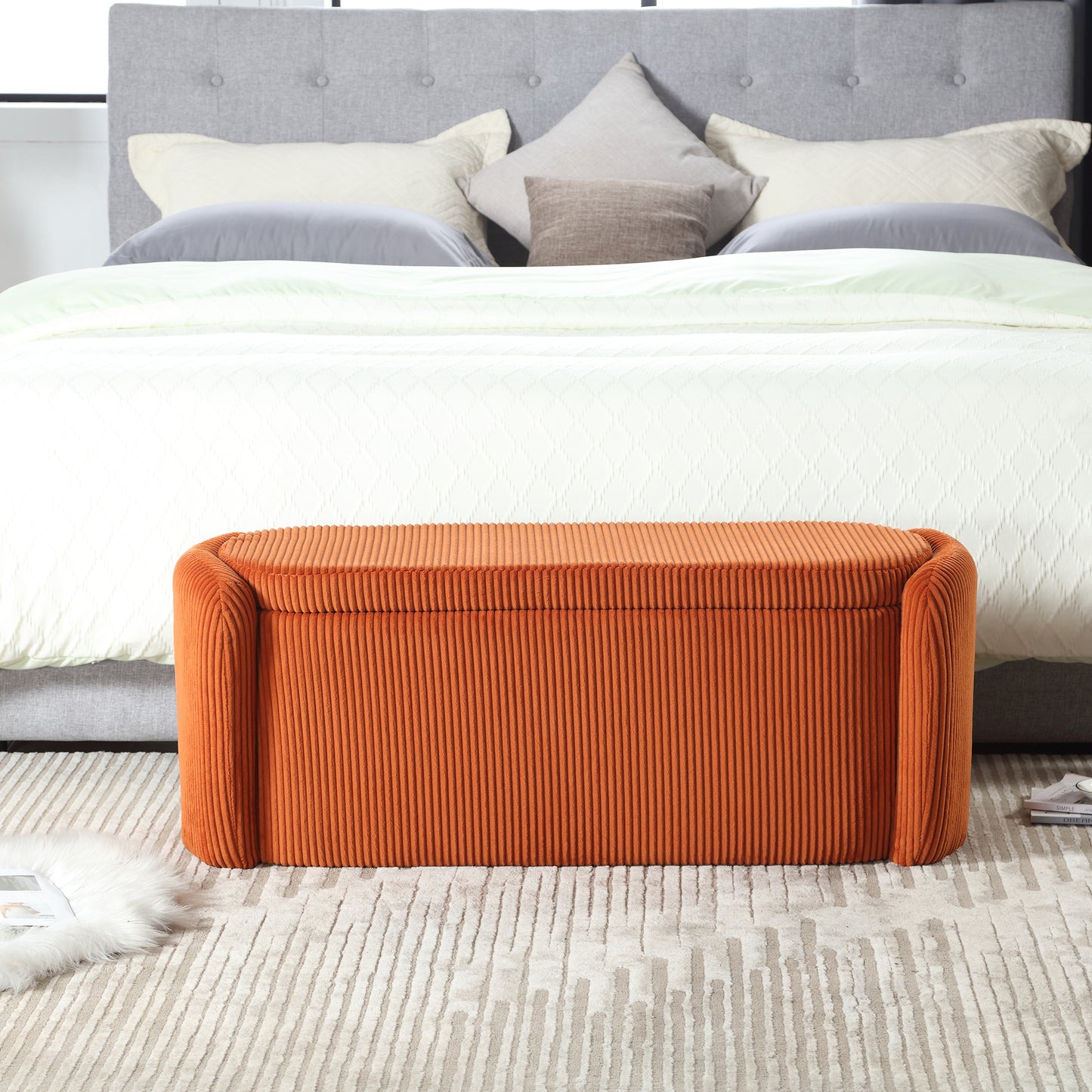 Calista Contemporary Upholstered Storage Ottoman