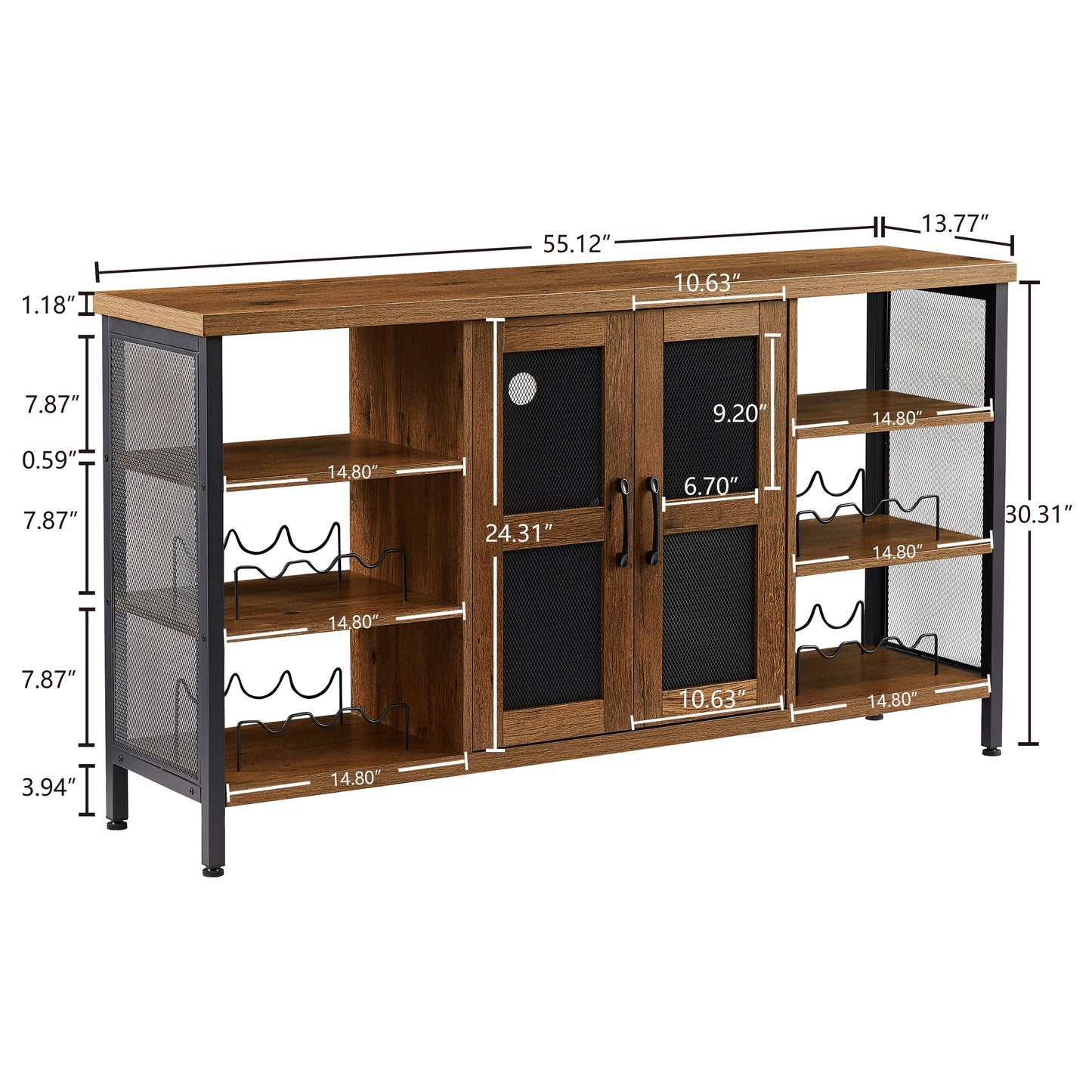 Calista Industrial Wine Bar Cabinet Sideboard