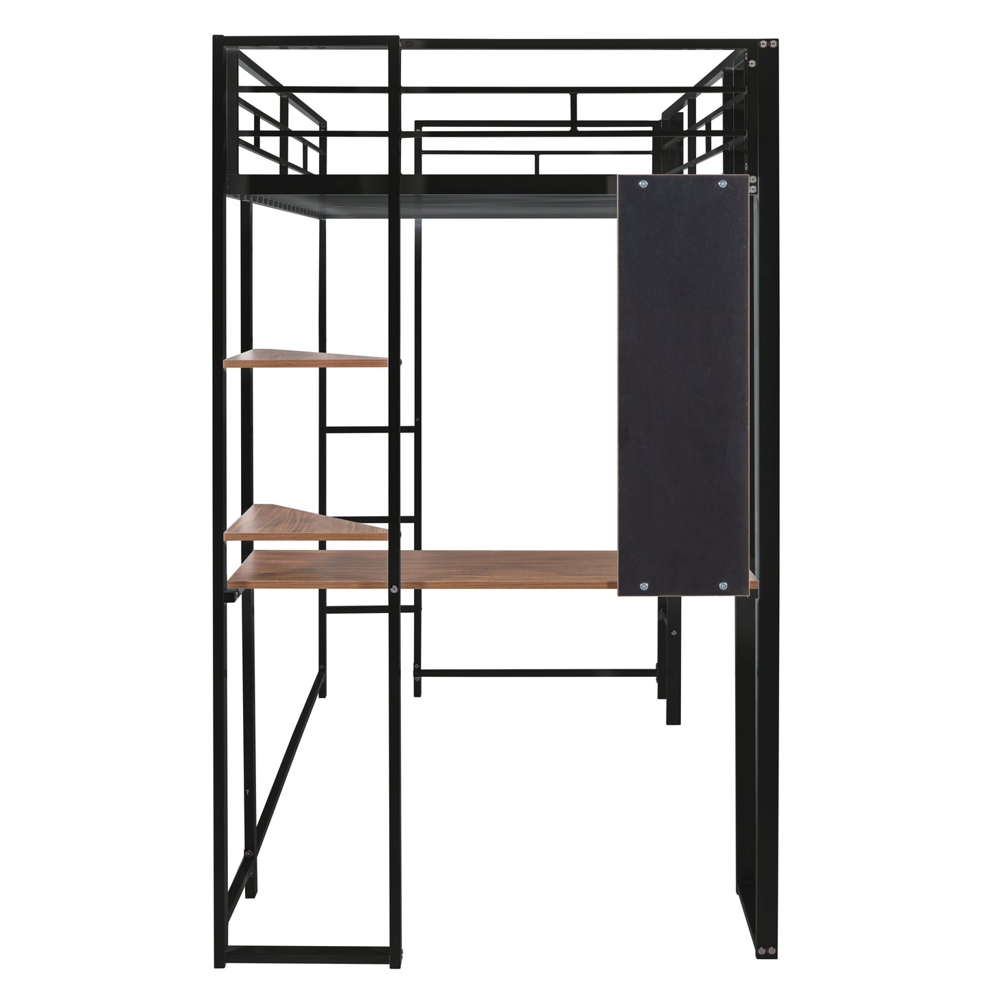 Oakridge Industrial Twin Metal Loft Bed with Shelves