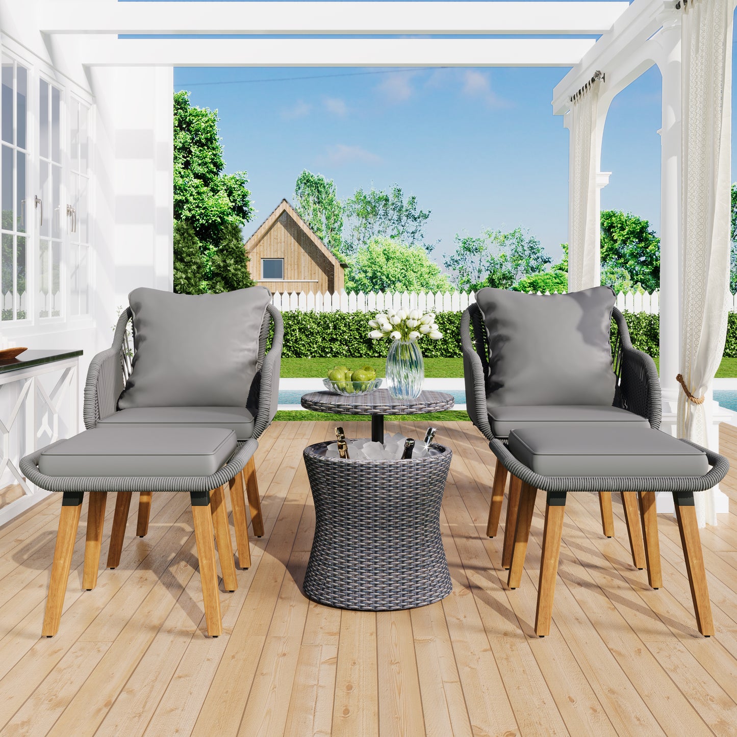 Calista Modern Patio Wicker Conversation Set