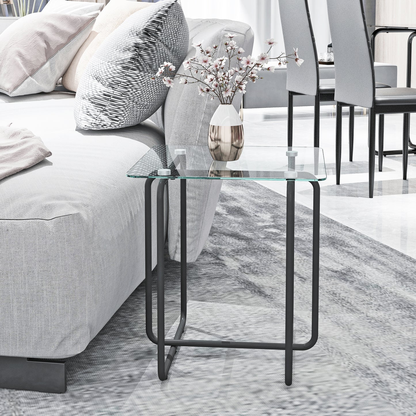 Westport Modern Tempered Glass Side Table