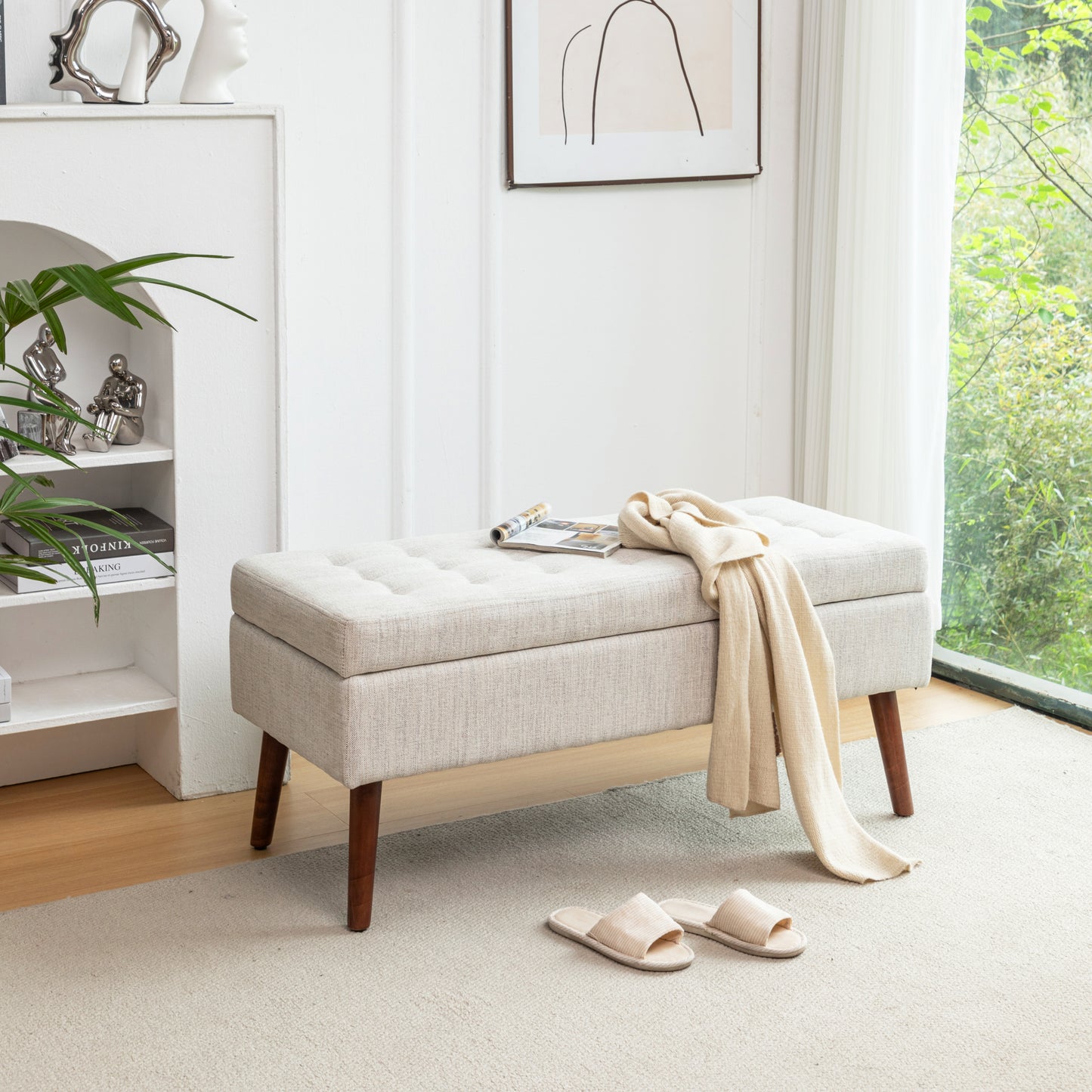 Kingsly Contemporary Upholstered Storage Bench