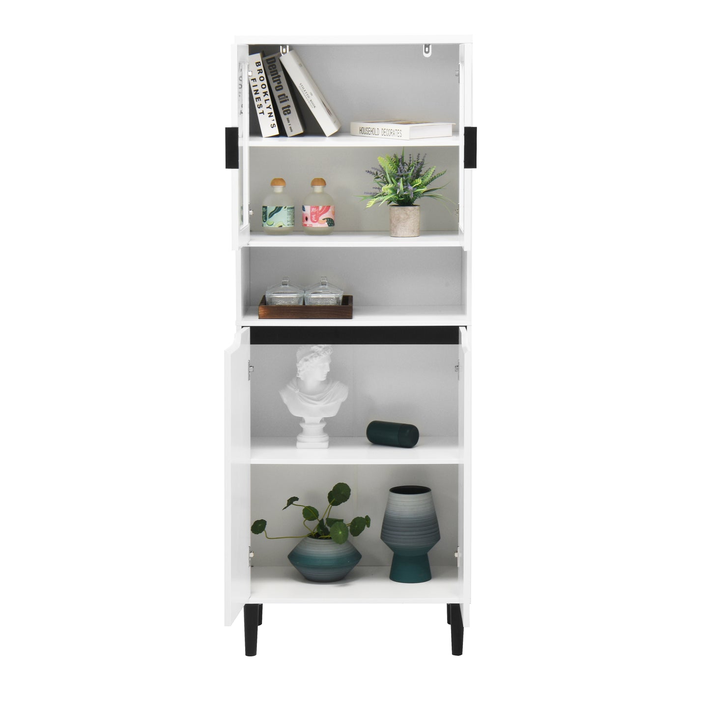 Calista Modern Tempered Glass Storage Cabinet
