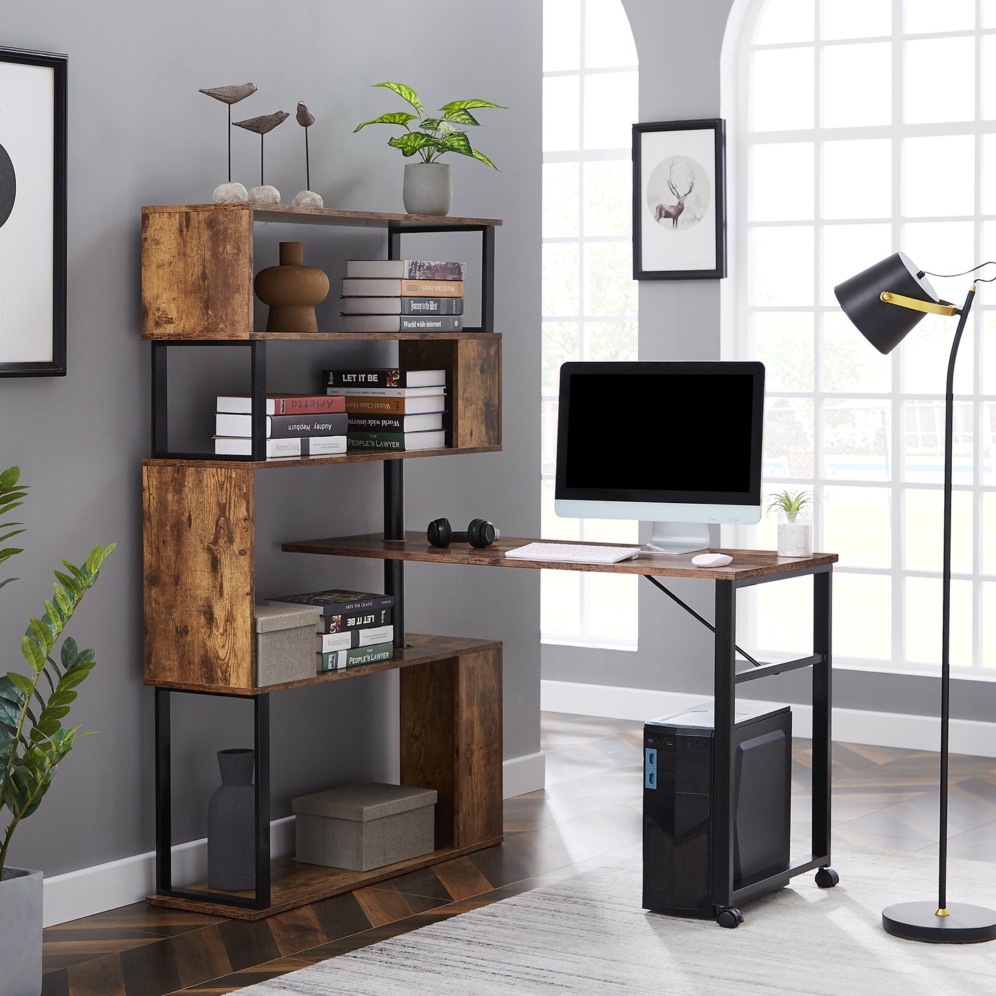 Somerset Modern Tiger L-Shaped Office Desk