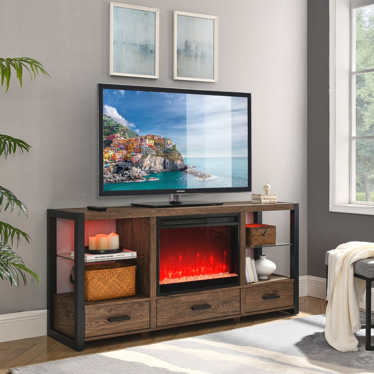 Fremont Contemporary Electric Fireplace Insert