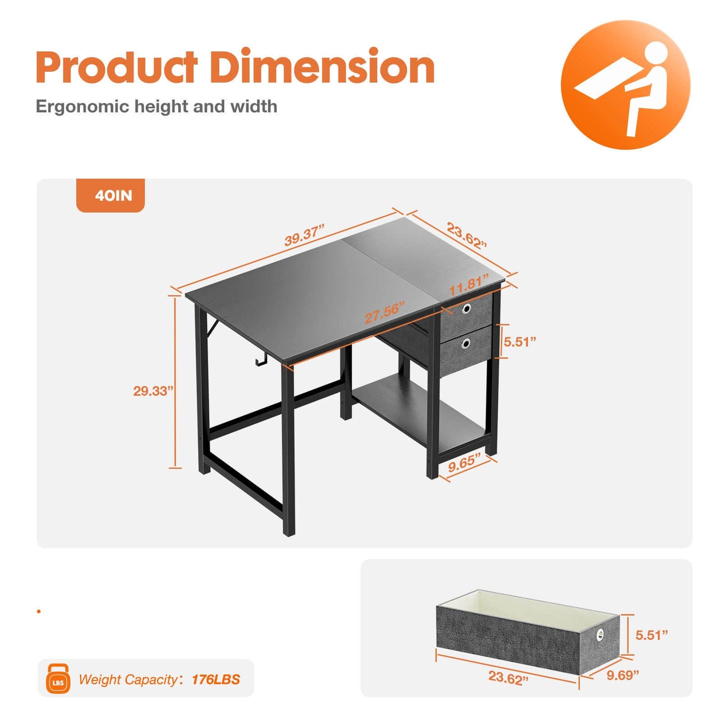 Westport Modern Simple Office Desk Drawers