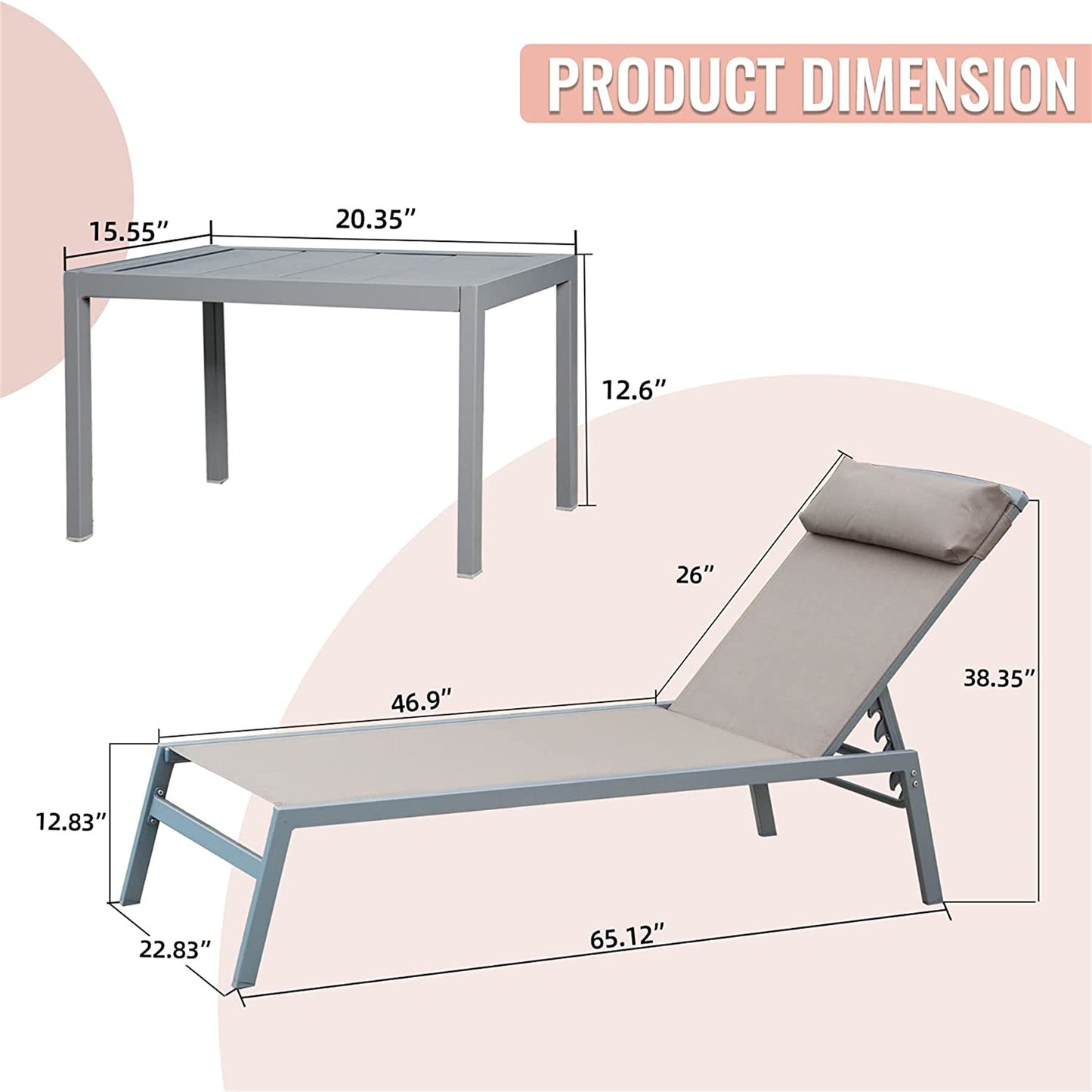 Marcel Modern Aluminum Patio Lounger
