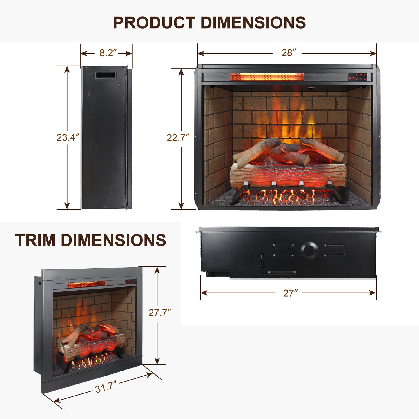 Bartholomew Modern Infrared Smokeless Electric Fireplace