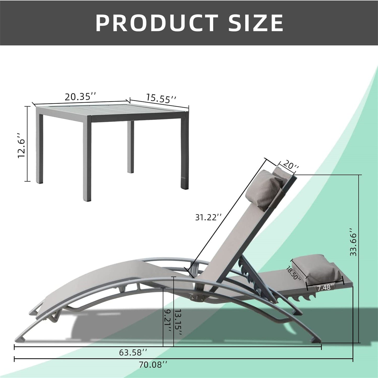 Jiron Modern Aluminum Outdoor Lounger