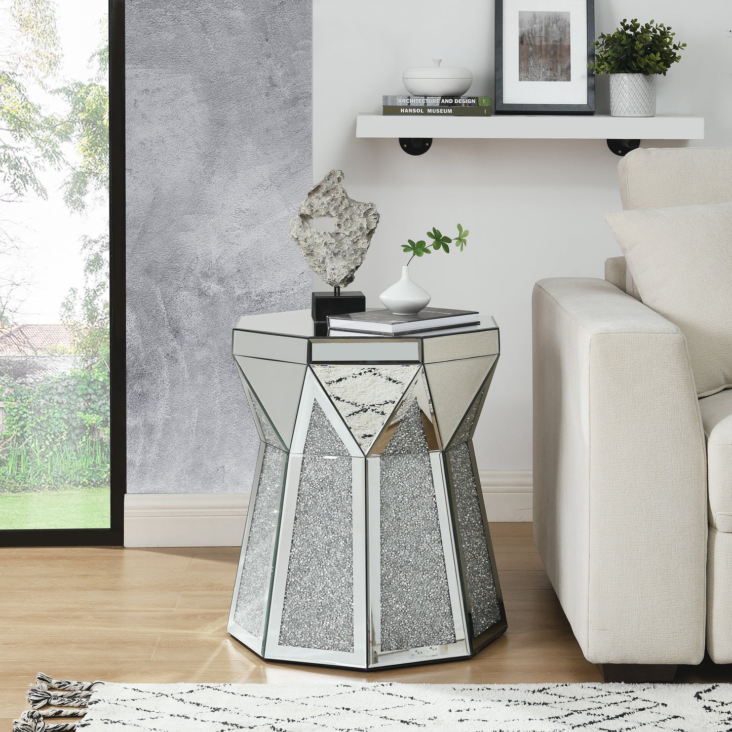 Justo Contemporary Crystal Polygon Coffee Table
